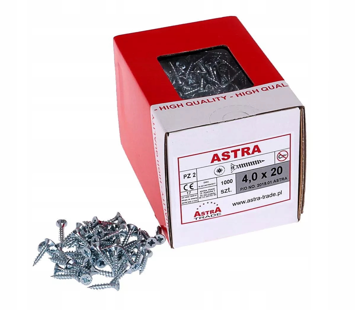 

Wkręt Astra do drewna płyt zawiasów 4x20 1000 szt