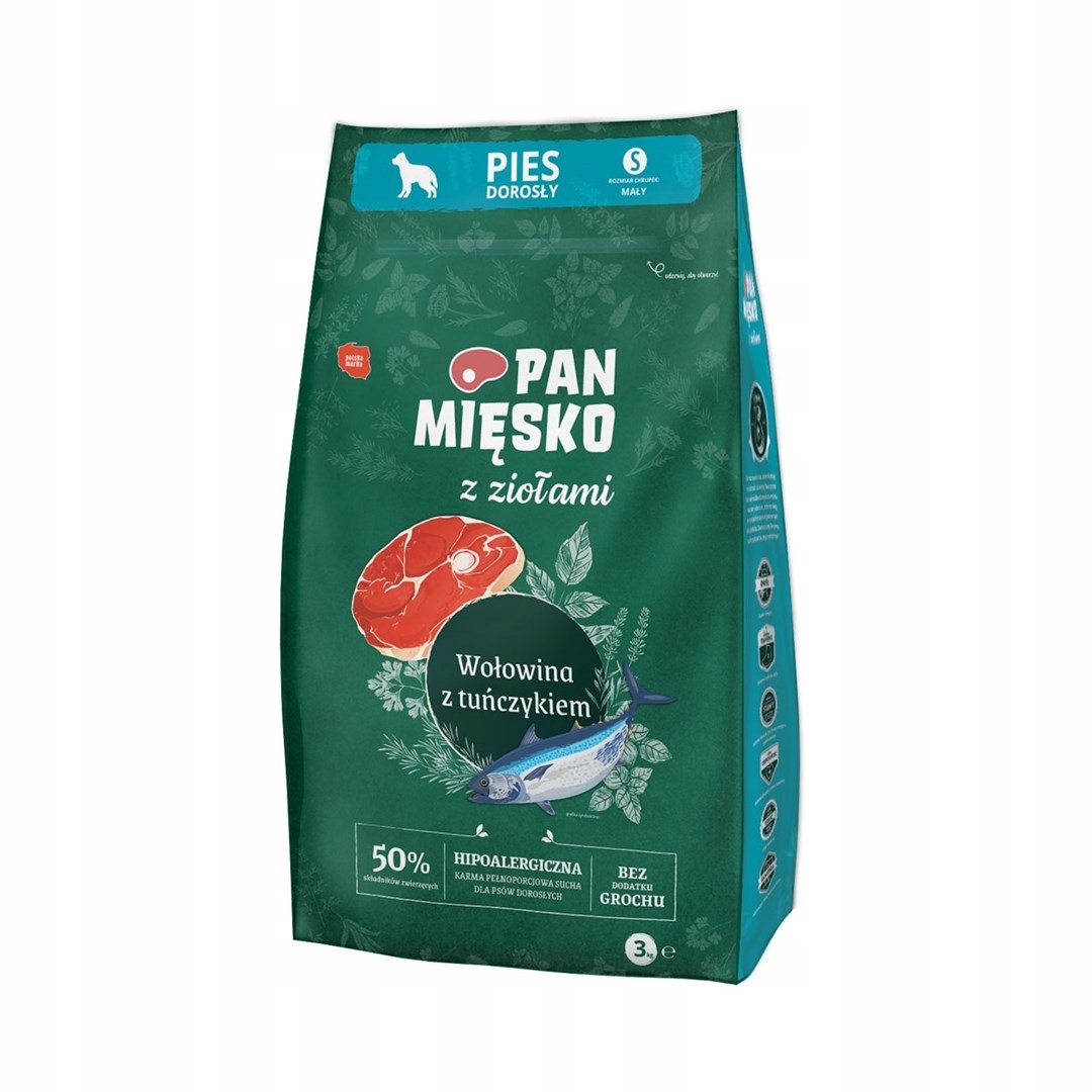 Levně Pan Mięsko Hovězí maso s tuňákem krmivo pro psa 3 kg