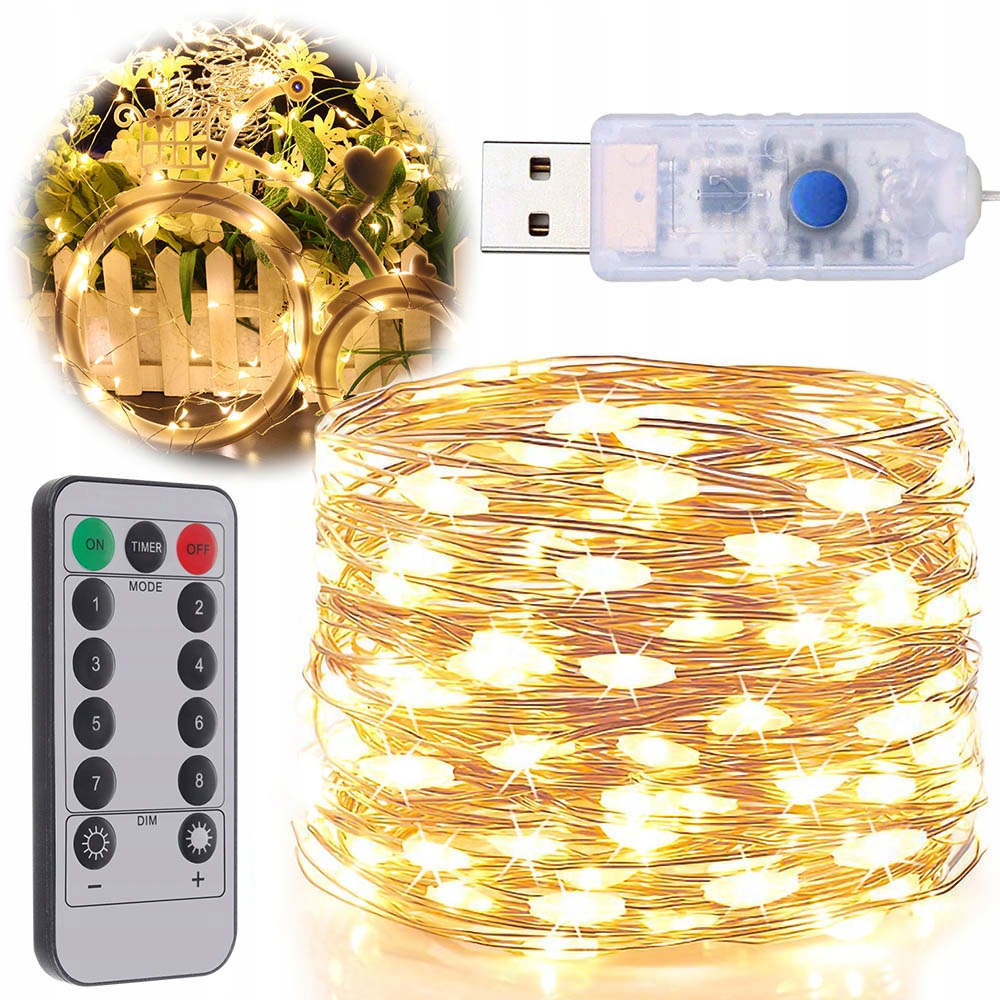 

Lampki Druciki Led Na Choinkę Światełka Usb 3m