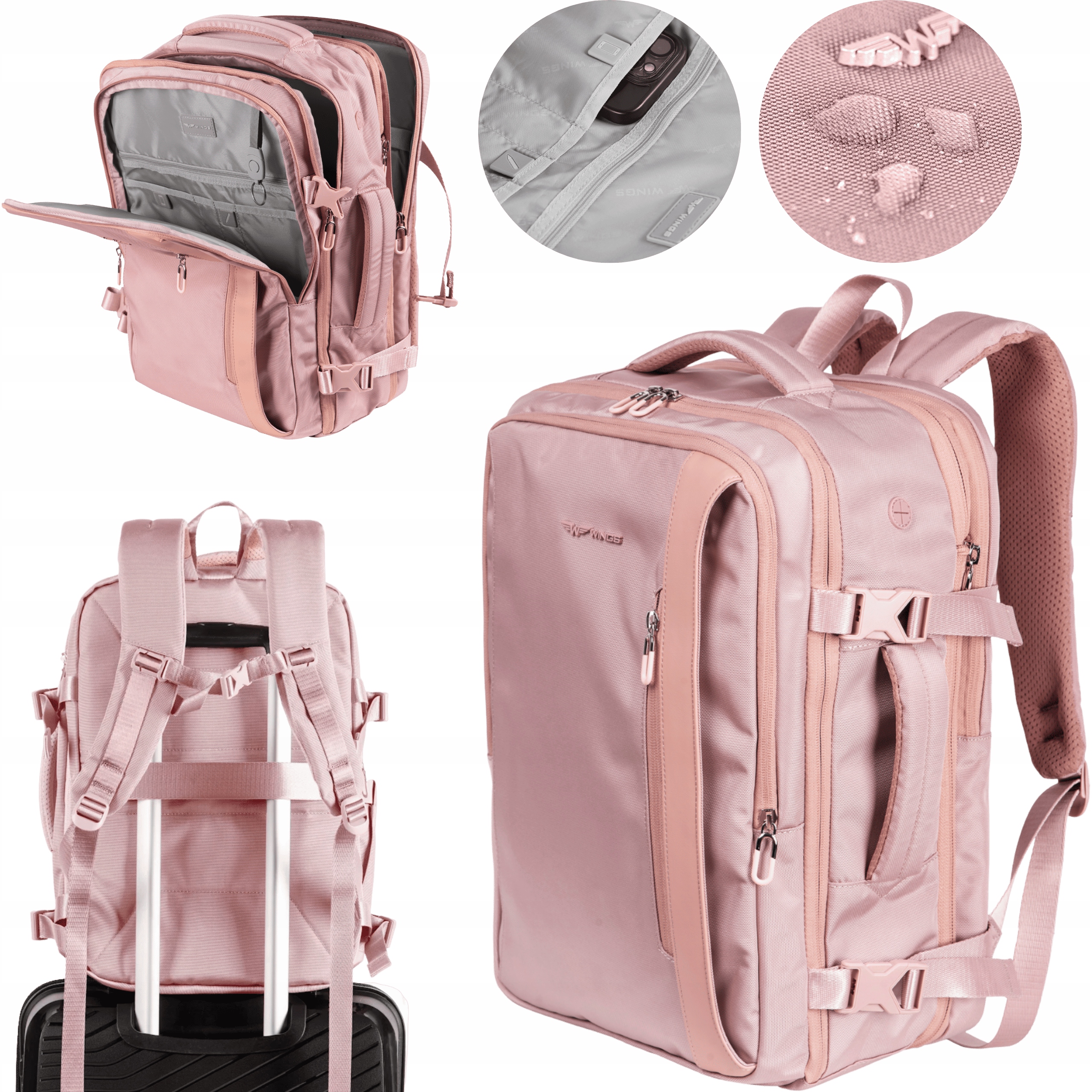 Batoh Wings pro turistické letadlo Citybreak, rozšiřitelný Pink