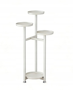 Stojan na květiny, kovový, patrový, bílý, 80 cm