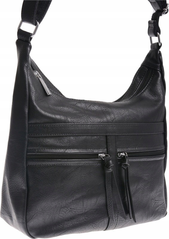 Średnia Torebka Damska Listonoszka Dwukomorowa czarny