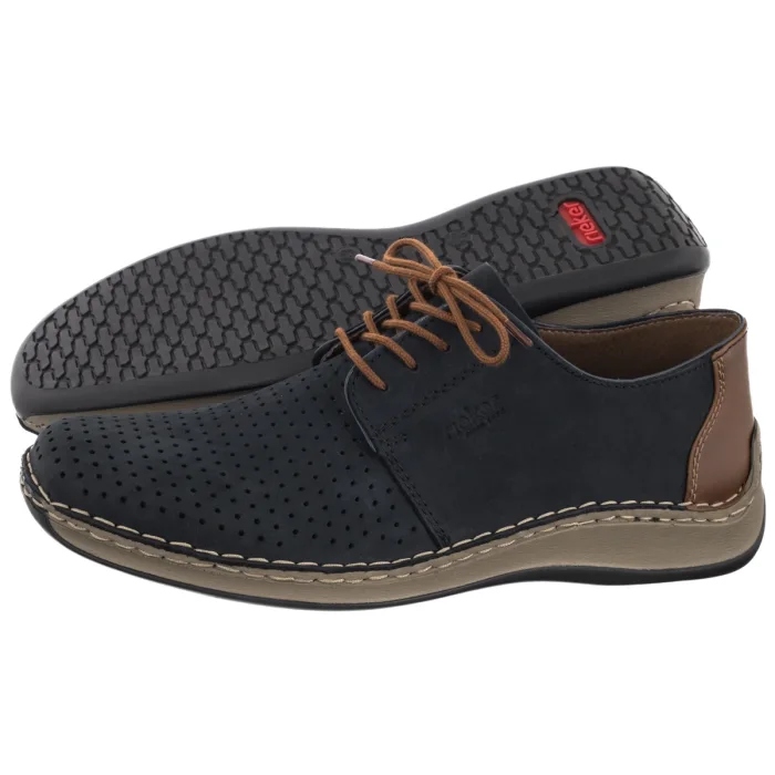 Pánské kožené boty polobotky Rieker tmavě modré 05226-14 Blue