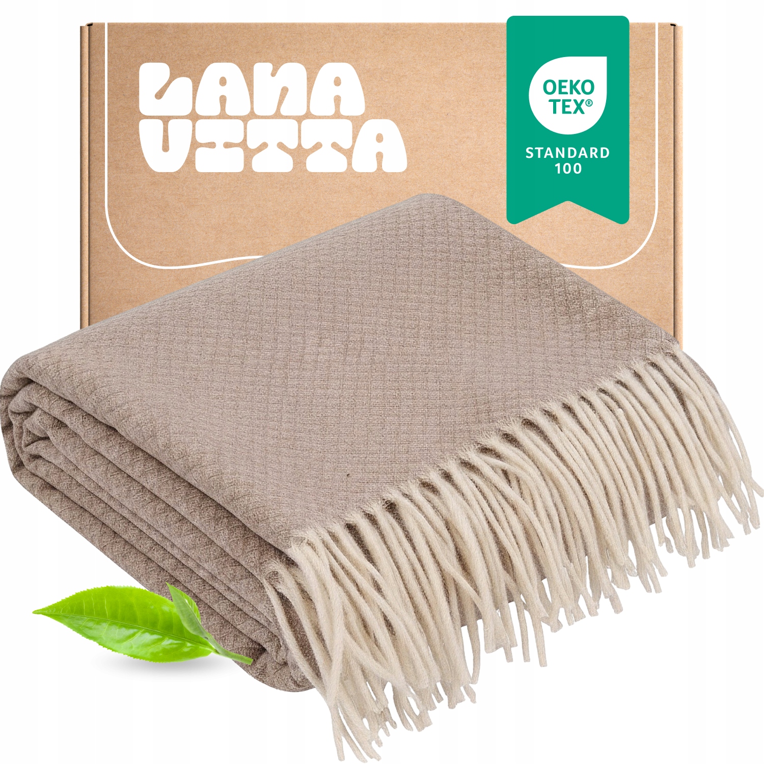 Vlněná deka Prestige 100% Mongolská vlna Pled Béžová 150х200 cm