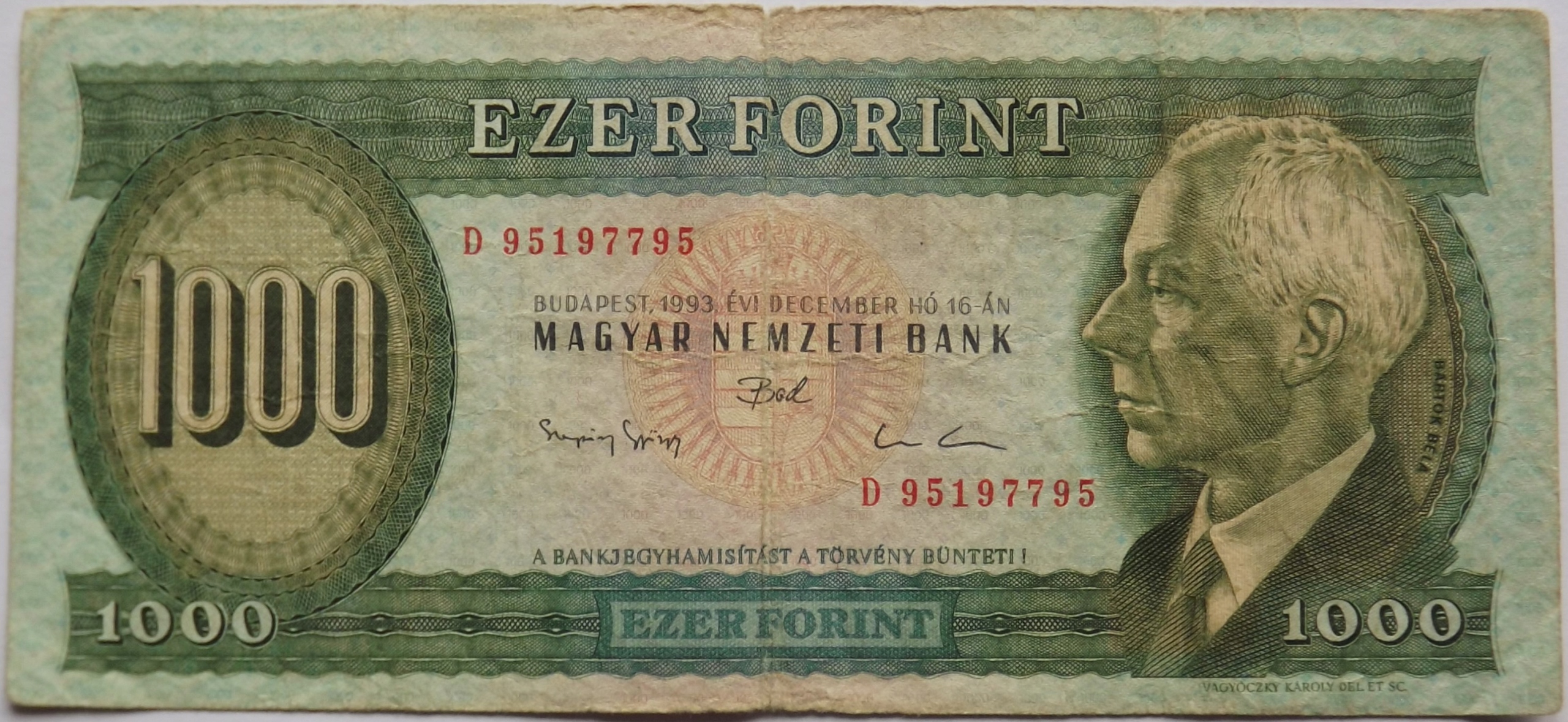 Węgry 1000 Forintów 1993 st. 3-