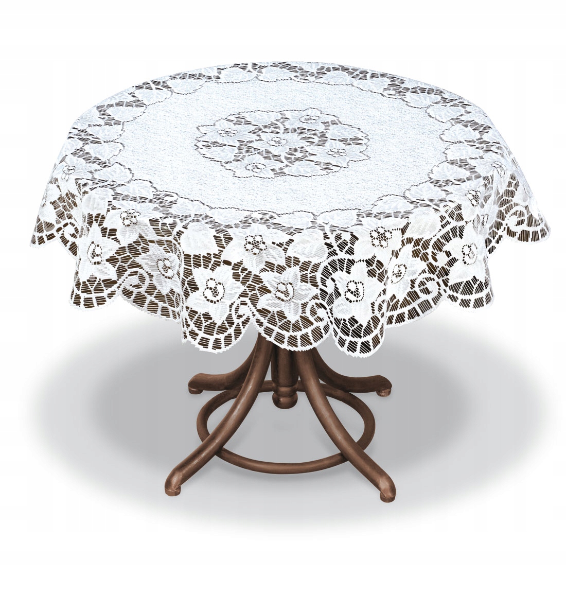 OBRUS ŻAKARDOWY KOŁO BIAŁY 22194 ŚR.100CM