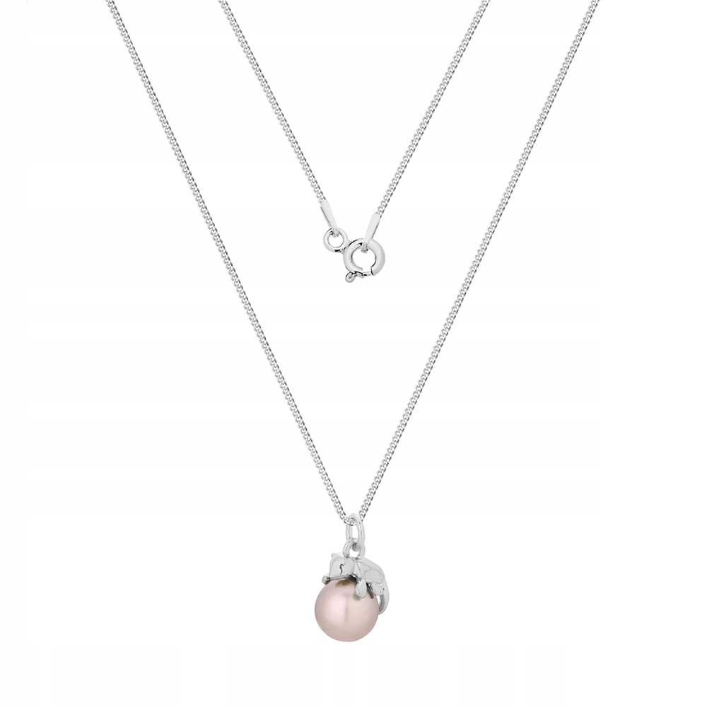 

Naszyjnik z kotkiem z perełką Swarovski srebro
