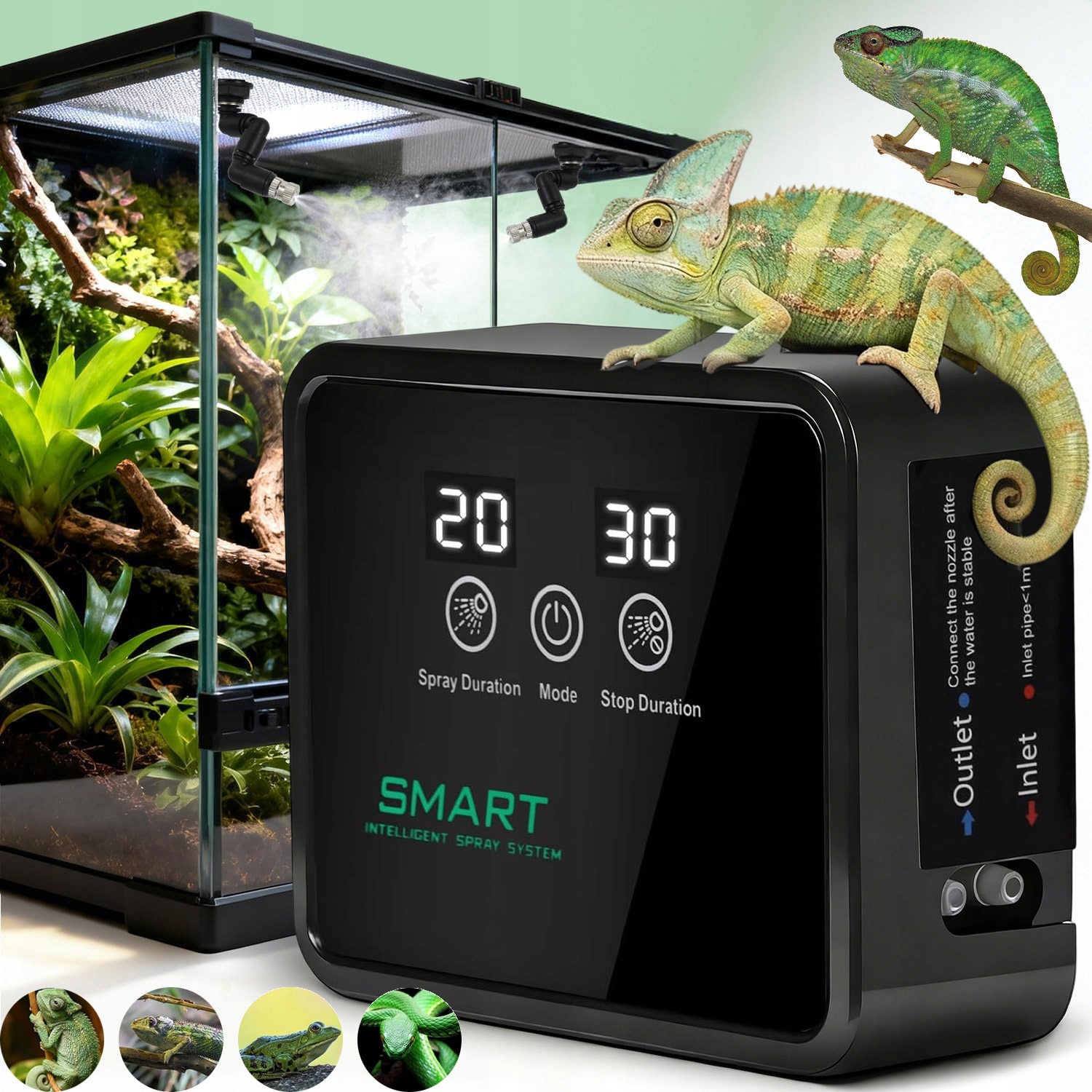 Levně Smart Zavlažovač Do Terária S Jednoduchou Instalací, 2 Nastavitelné Trysky