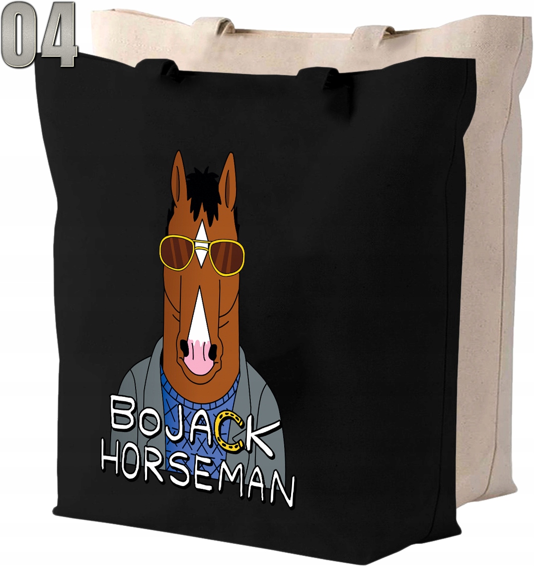 Torba bawełniana BOJACK HORSEMAN + IMIĘ Wielkość duża (mieszcząca A4)