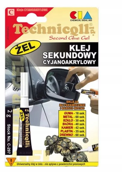 KLEJ SEKUNDOWY CYJANOAKRYLOWY ŻEL TECHNICQL C-297