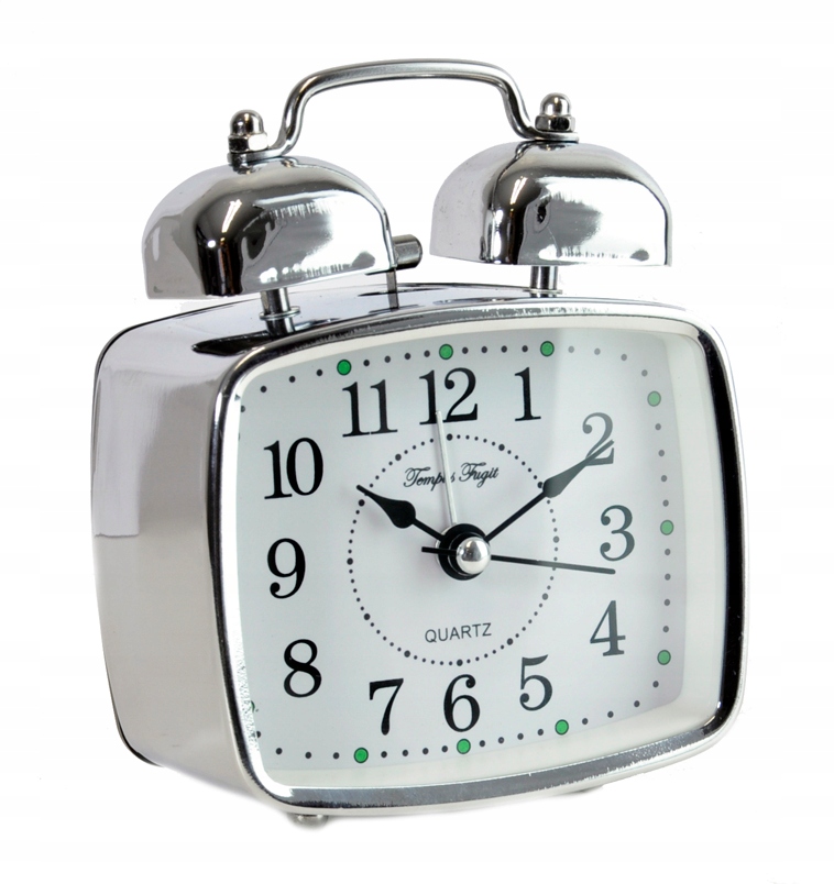 

Zegar Budzik Alarm Z Dzwonkami Srebrny Czarny 6028