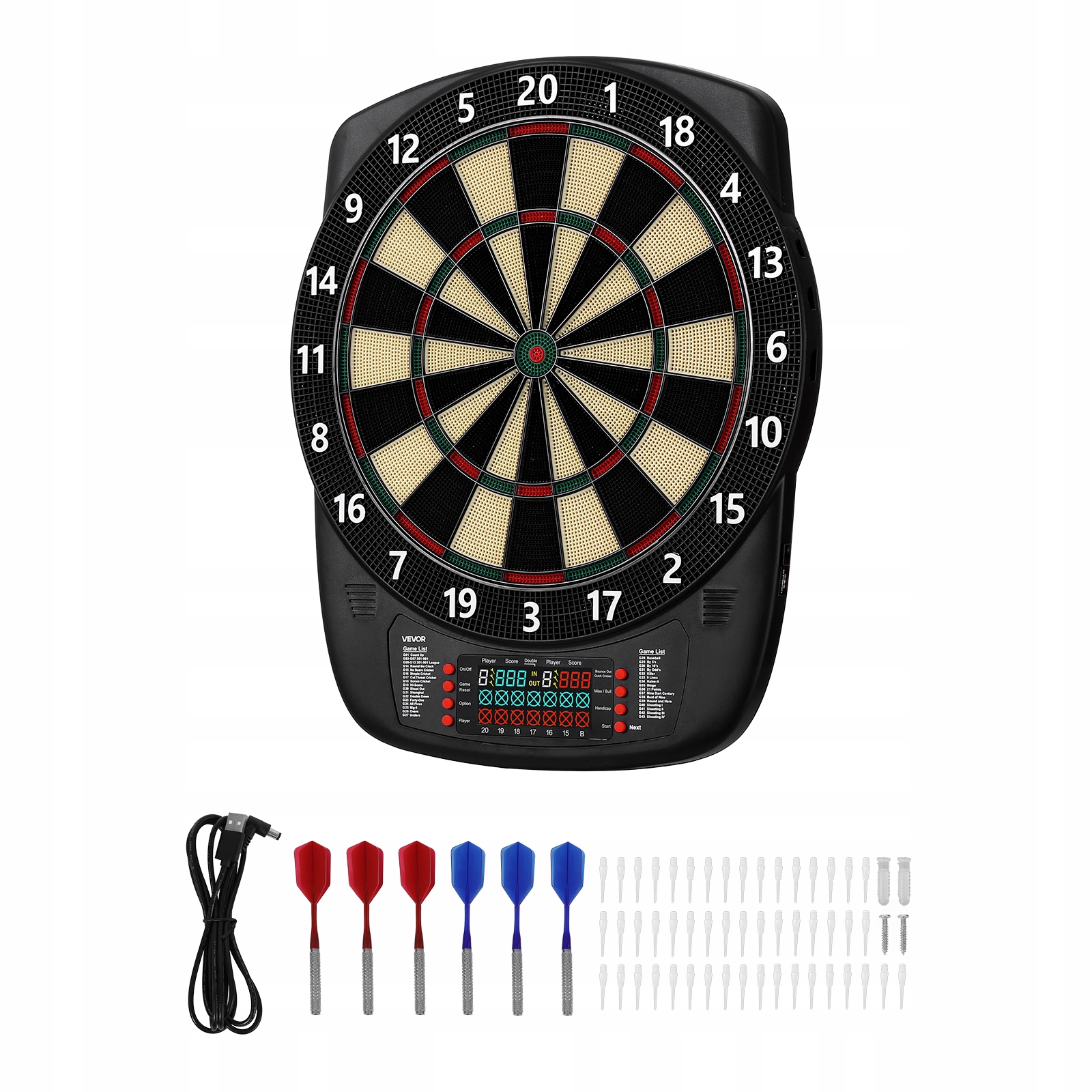 Vevor Elektronický Terč Na Šipky 342.9 MM LCD 43 Hry Pro 8 Hráčů Soft Tipy