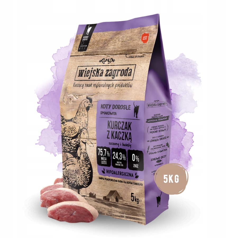Levně Wiejska Zagroda krmivo pro kočky Kuře s Kachnou 5 kg