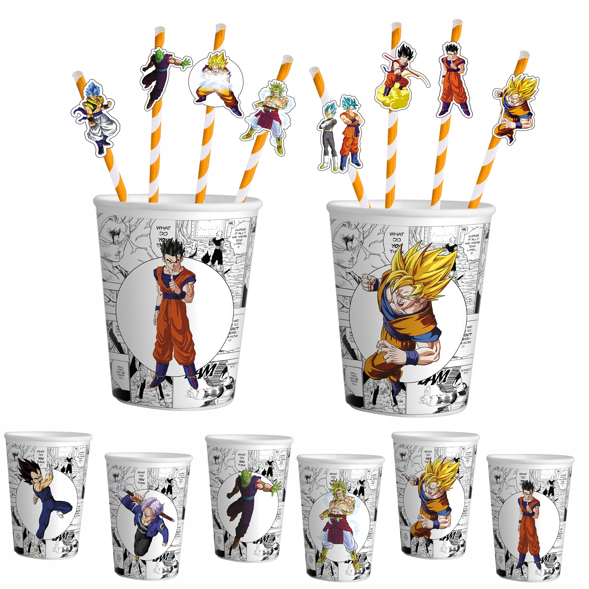 ZESTAW KUBKI + SŁOMKI URODZINOWE - DRAGON BALL ANIME PRZYJĘCIE