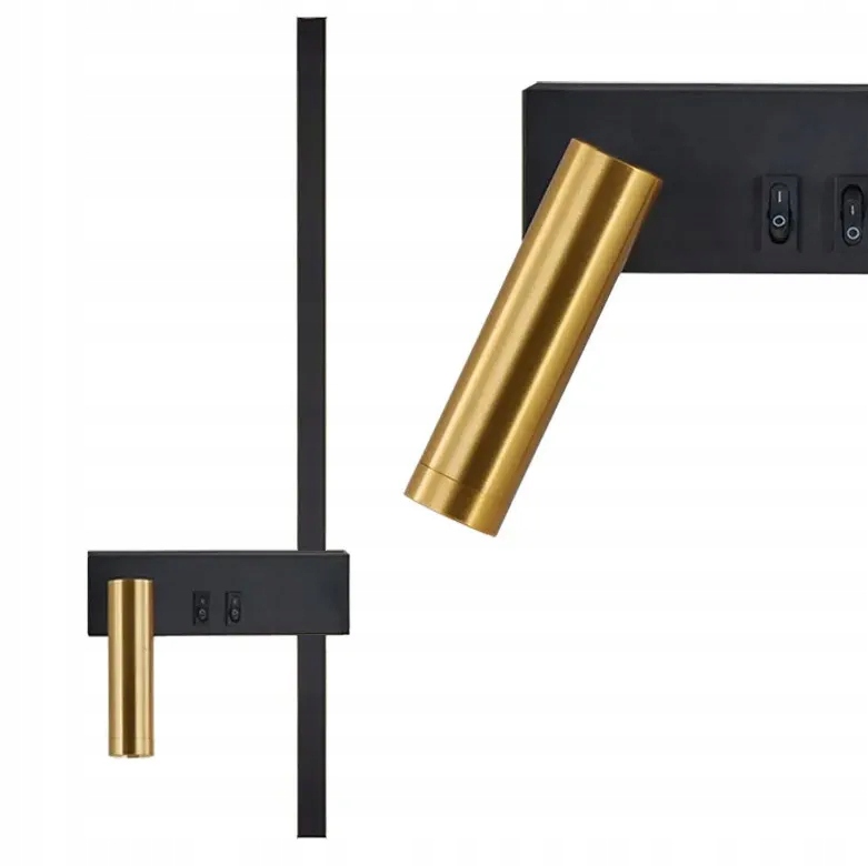 Čierna Nástenná Lampa Do Chodby, Elegantná, Zlatá, Industriálna, Ľavá