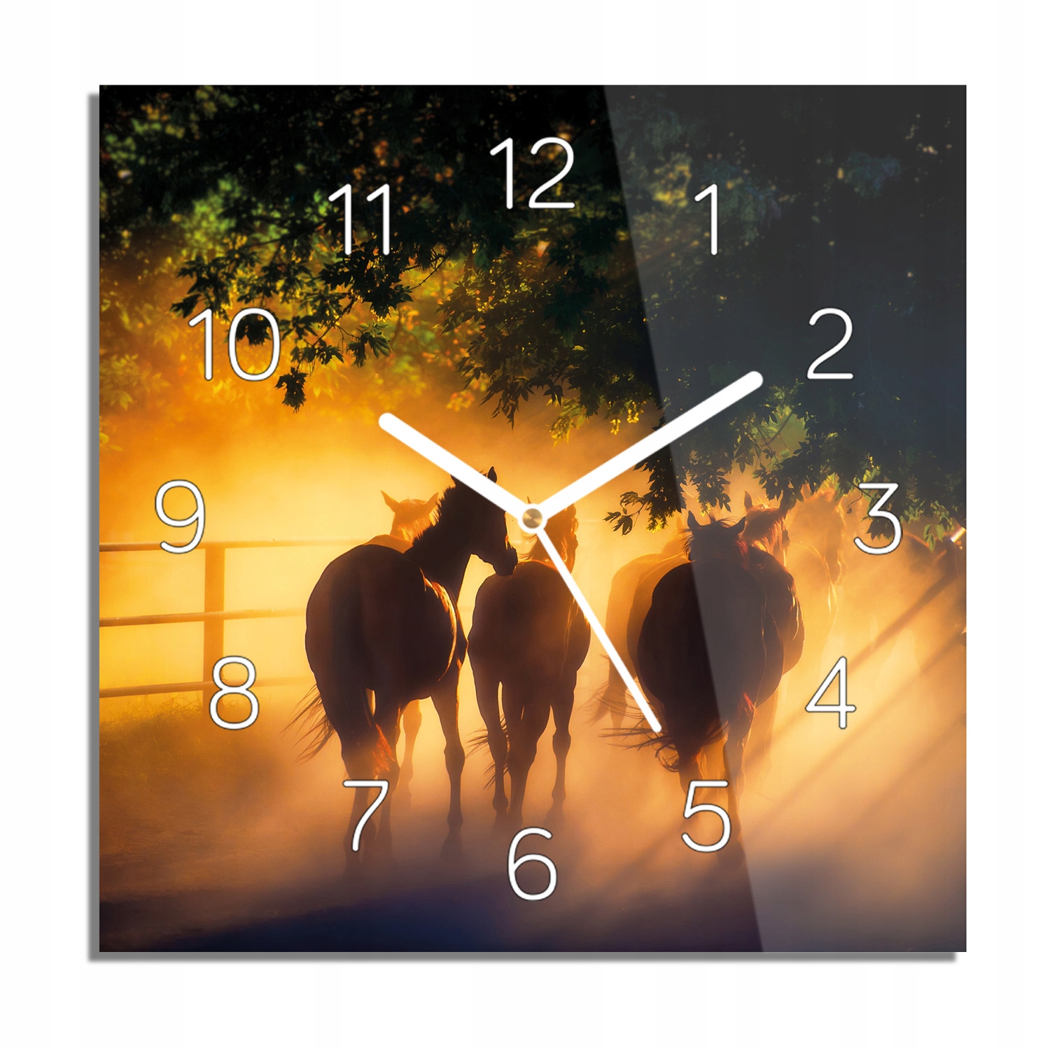 

Stado koni zachód foto-zegar z grafiką 30x30 cichy