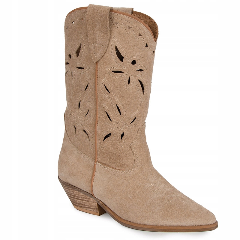 Carinii B9451 Kotníkové Boty Jarní Prolamované Semišová Kůže Béžová 38