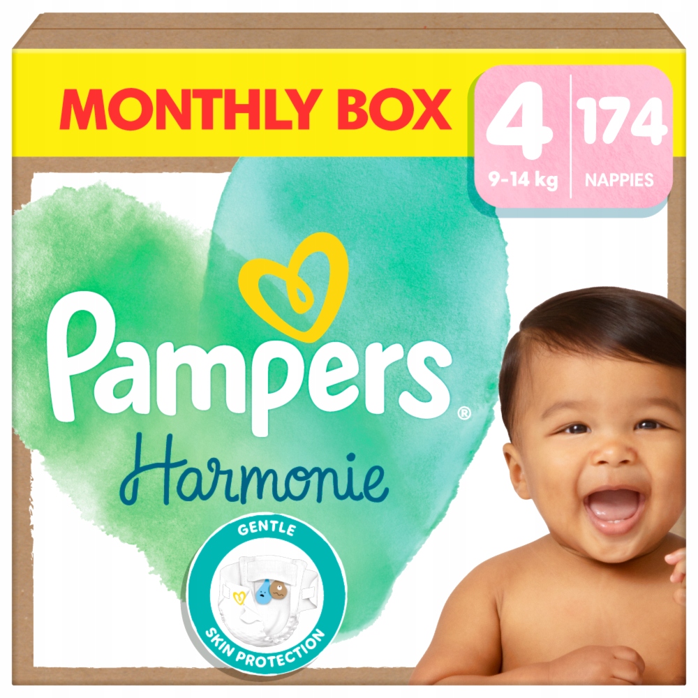 Pampers Harmonie pieluszki, rozmiar 4, 9-14 kg, 174 szt, Monthly Box