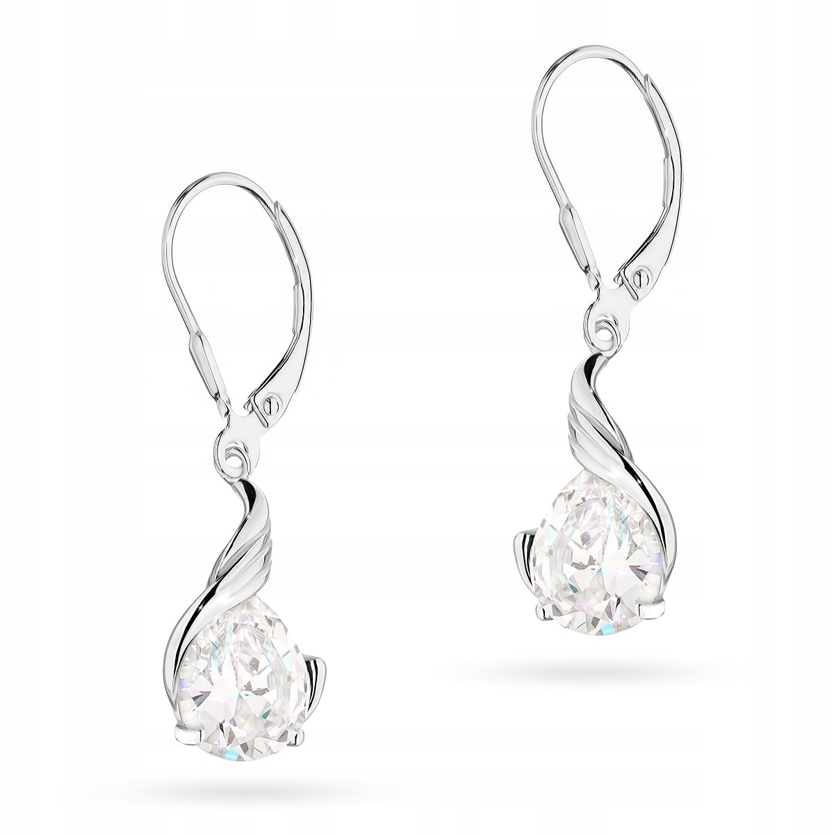 Stříbrné Náušnice Ag 925 Visací Slzy se Zirkony