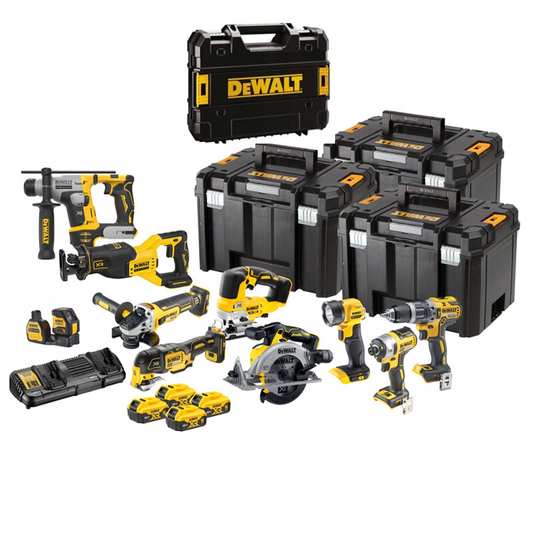 Zestaw Combo DeWALT DCK1012P4T-QW 18V Xr Bl 4x5Ah 10 narzędzi, 4 walizki