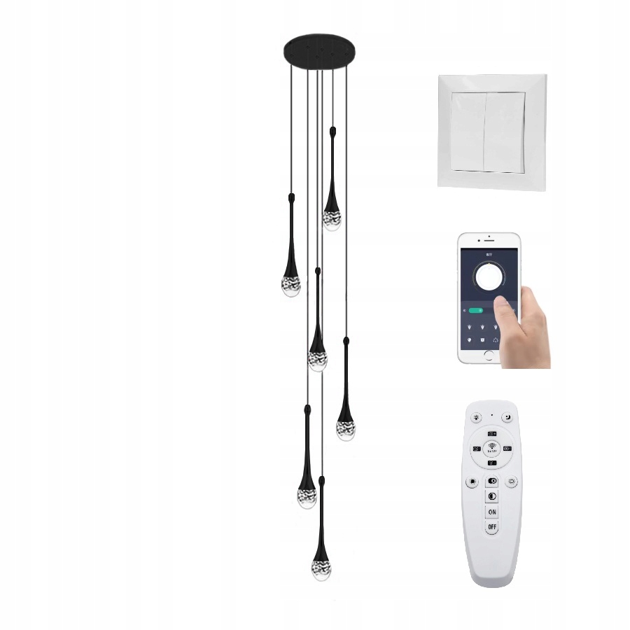 Lampa Antresola Klatka Łezki Czarna 6 Głów 22W 500CM Darmat Light 603