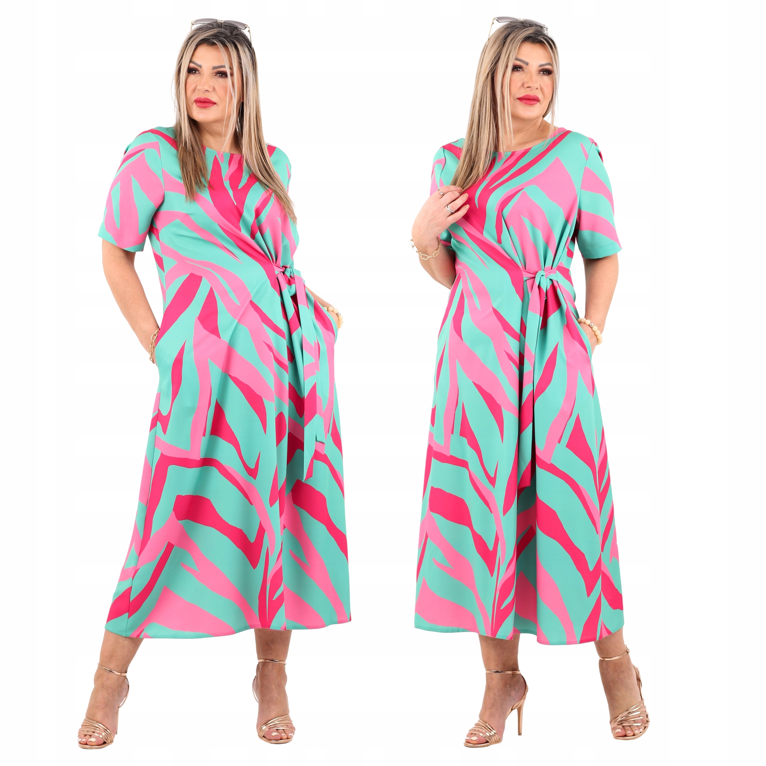 Sukienka długa zwiewna duże rozmiary Polski Producent weselna z kieszeniami