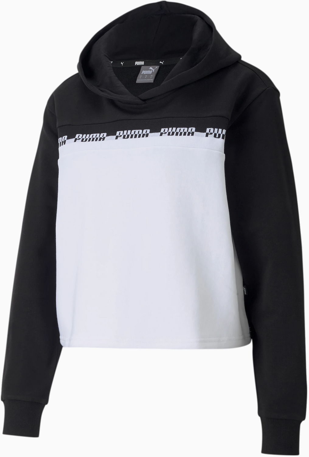 mikina s kapucí Černobílá Puma Amplified Cropped Hoodie vel. M