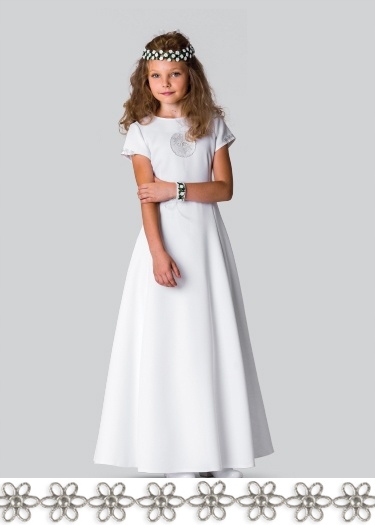 Sukienka KOMUNIJNA IGA srebrne obszycie 140M Rozmiar 140