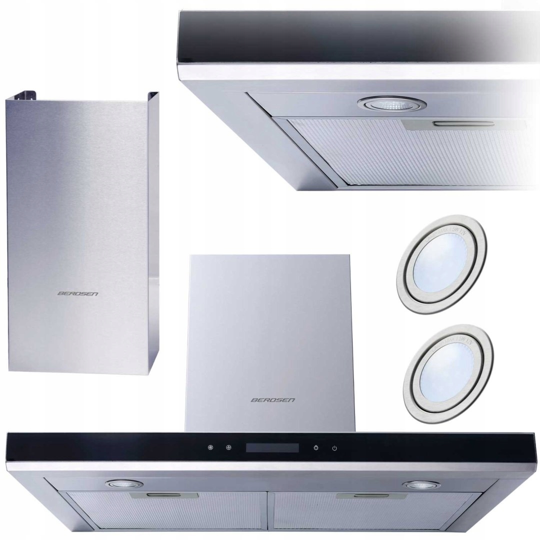 Okap Kuchenny Kominowy 60 CM Berdsen BE-60A-T2 Inox
