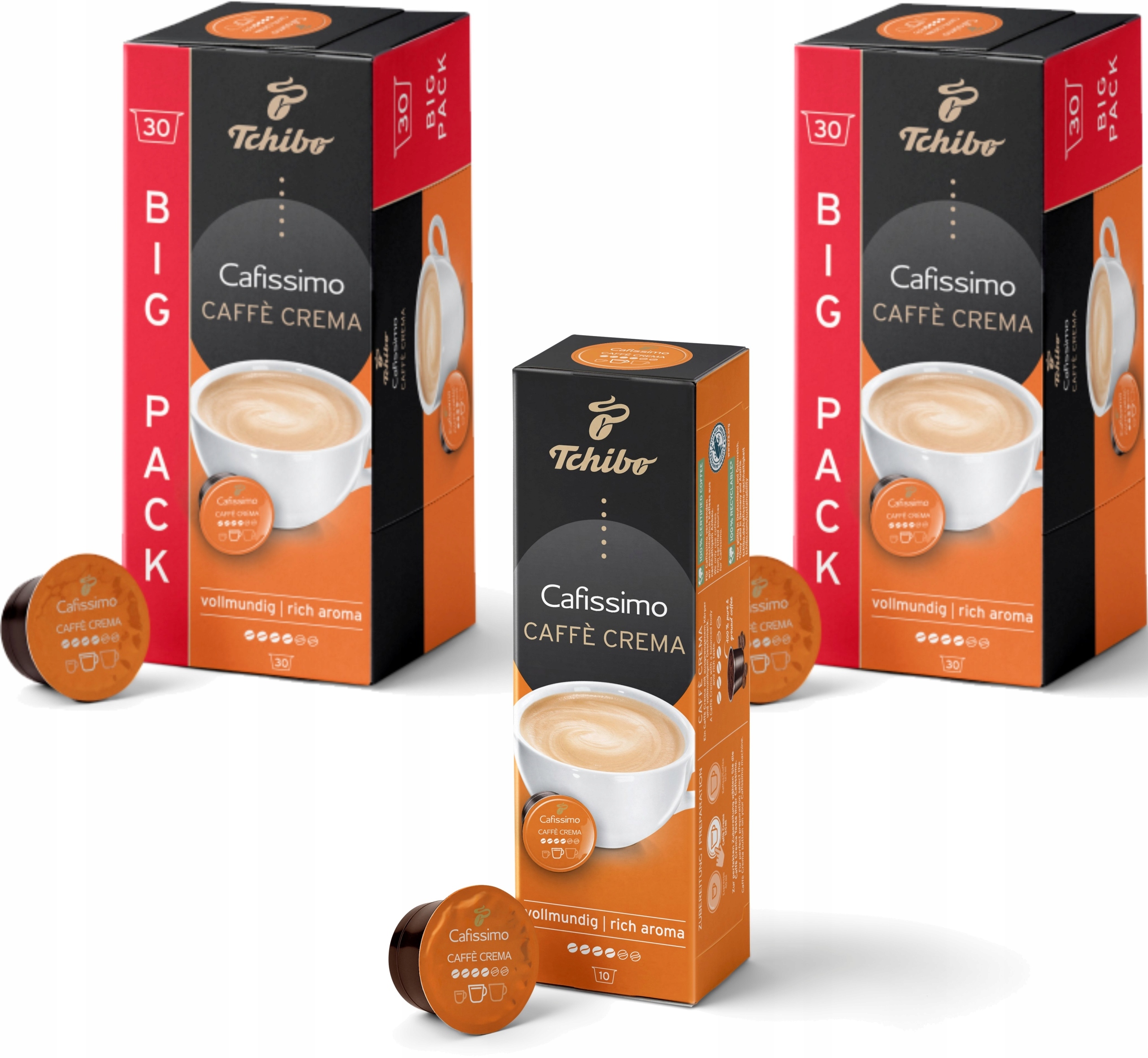 Levně Tchibo Cafissimo Caffe Crema Vollmundig 70 ks Bohatá chuť