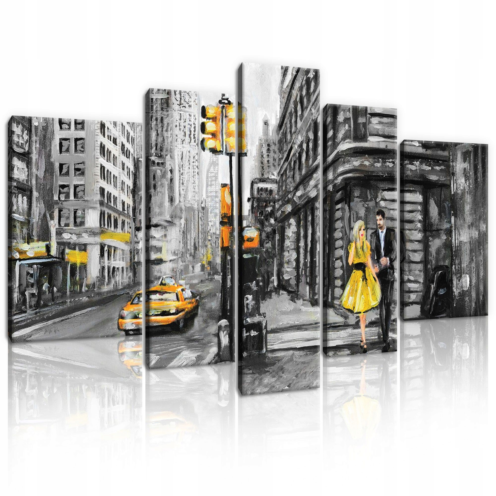 Obraz 170x100 New York mestská krajina ulica taxi žltá čierna biela