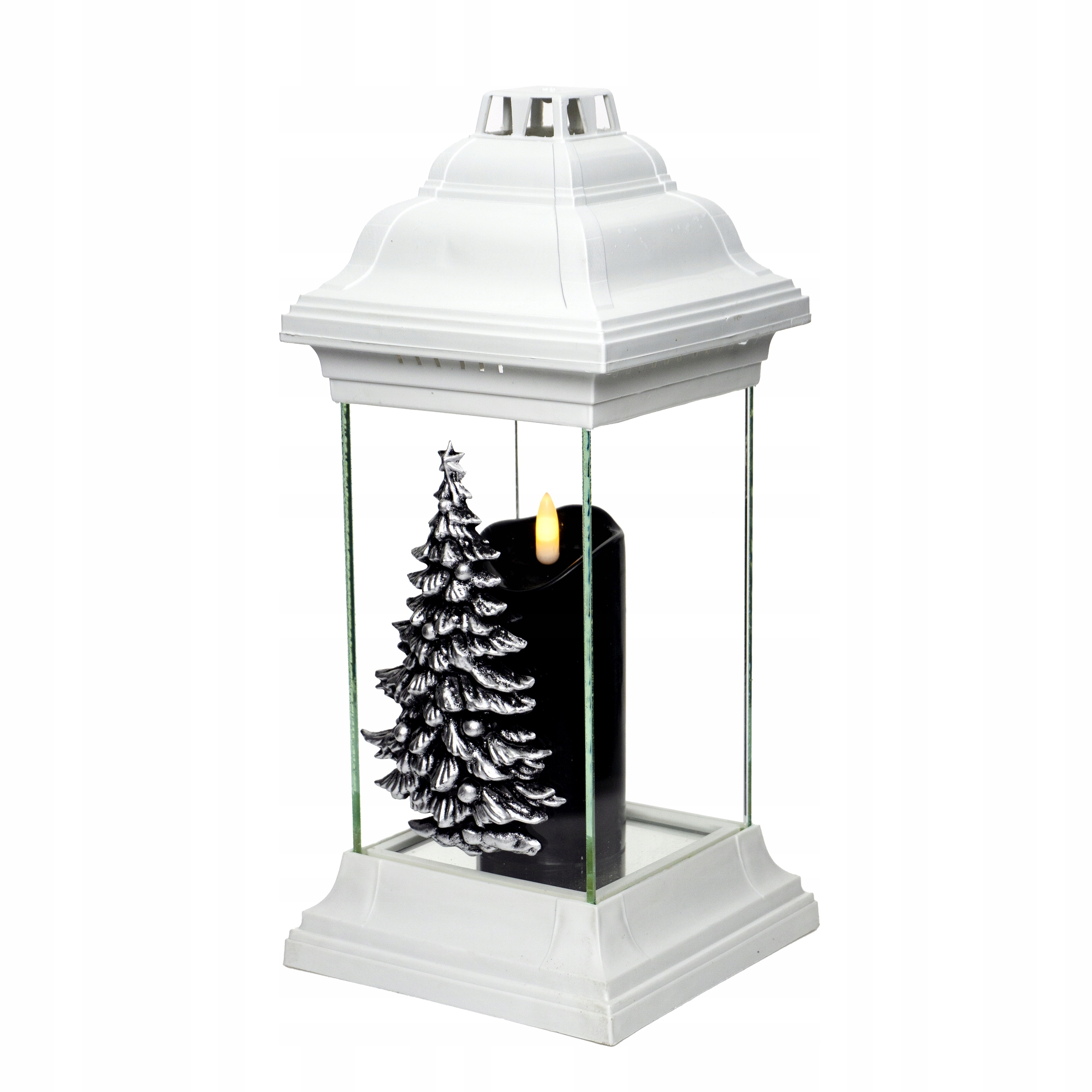 Znicz bożonarodzeniowy w formie kapliczki z motywem choinki LS2 CH biały Kod producenta LS2/CH