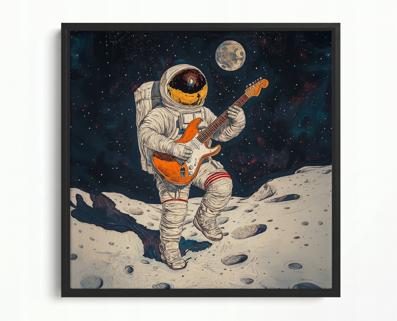 Obraz Rama American Box Kosmos Astronauta Gitara Rock Planeta Hudba 60x60