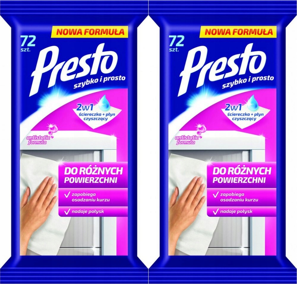 

Ściereczki nawilżane Presto uniwersalne 72szt x2