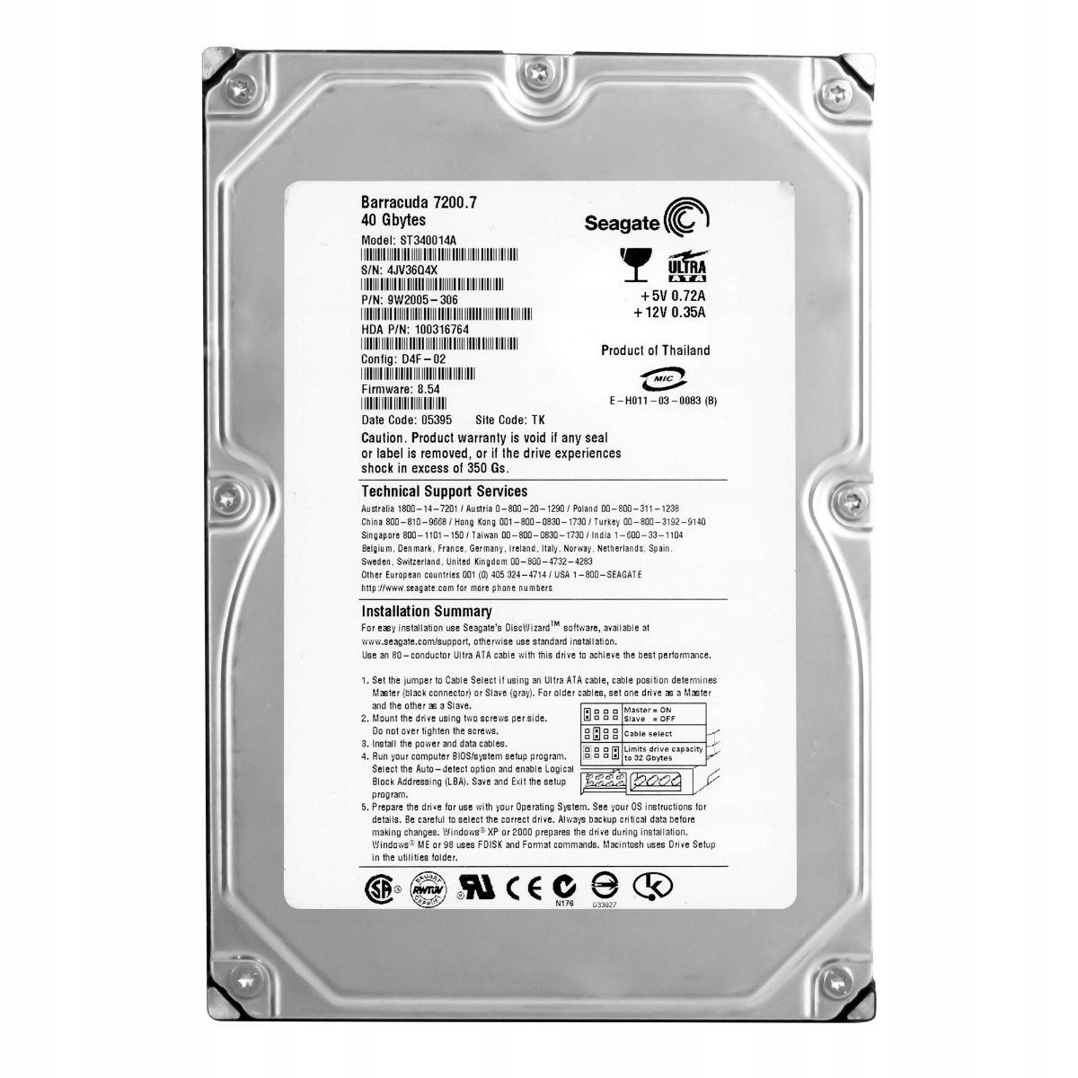 Seagate Barracuda 7200.7 40GB 7.2K 2MB Ata 3.5'' ST340014A