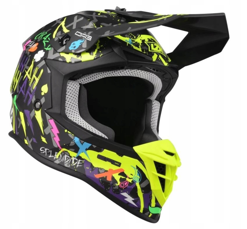 Kask Motocyklowy cross enduro LAZER OR3 Crazy rozm M fluo
