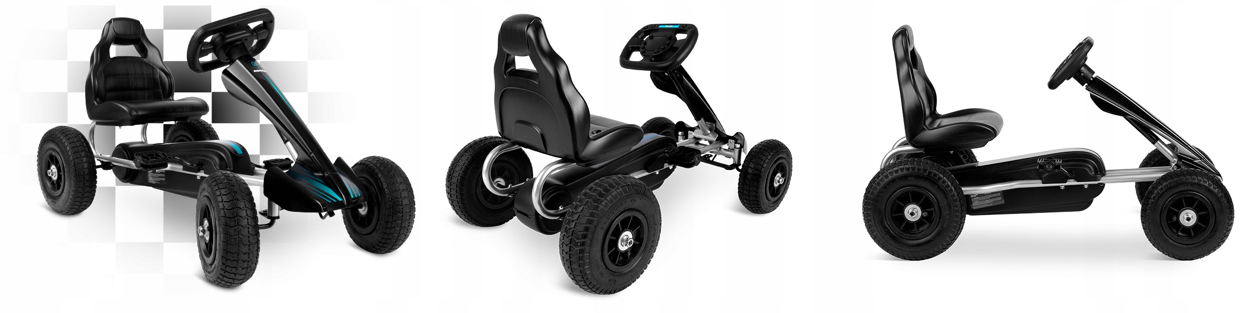 Gokart dziecięcy na pedały RK-591 czarny Długość pojazdu 82 cm