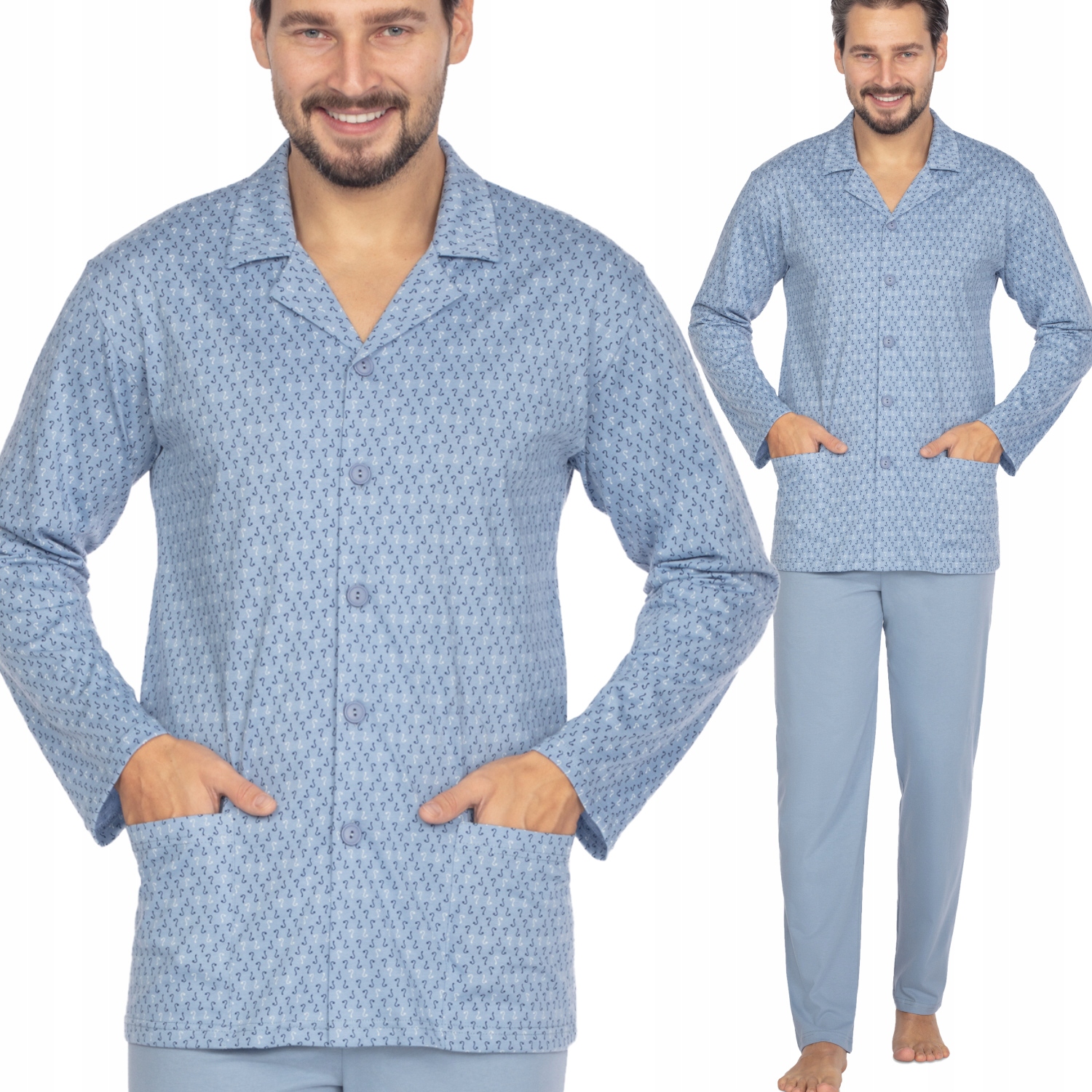 REGINA piżama męska rozpinana 463 niebieski