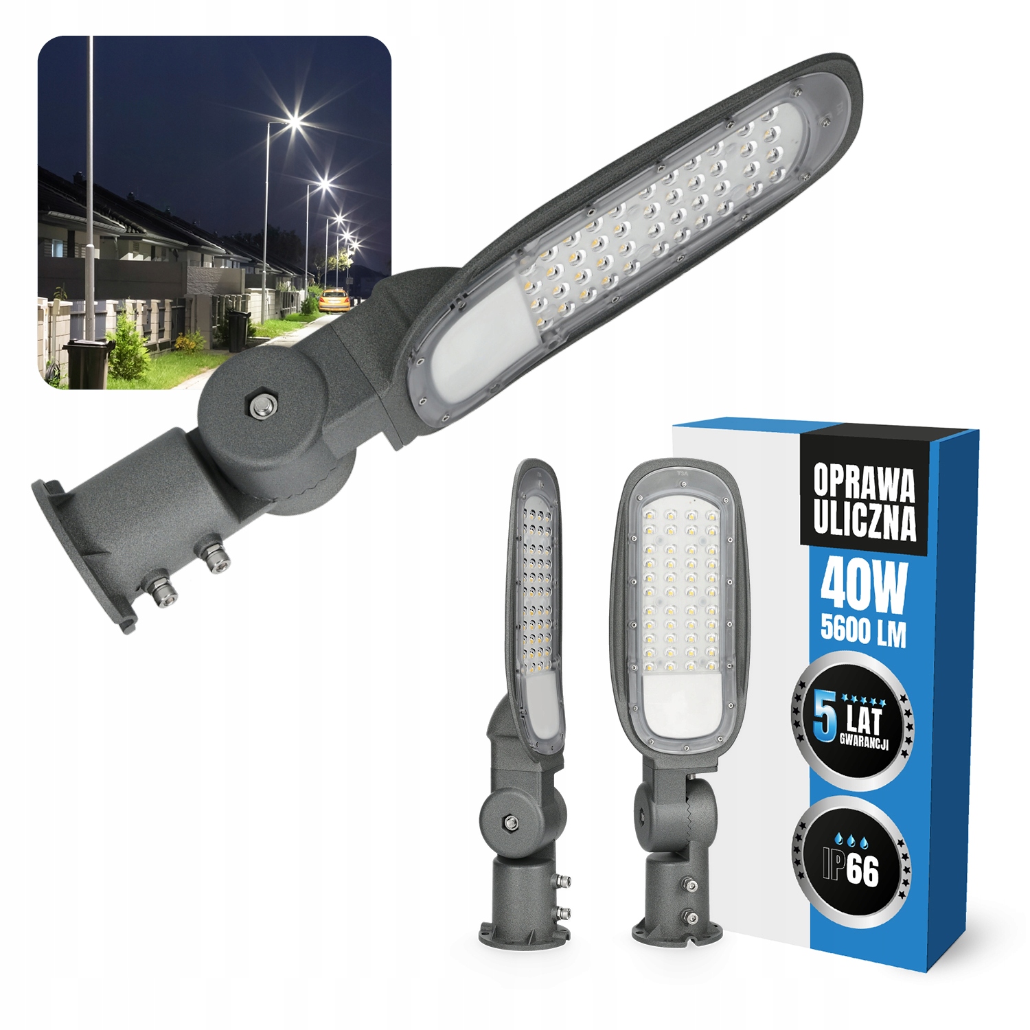 Led pouliční lampa Lampa 40W Silniční svítidlo IP66 voděodolná 4000K