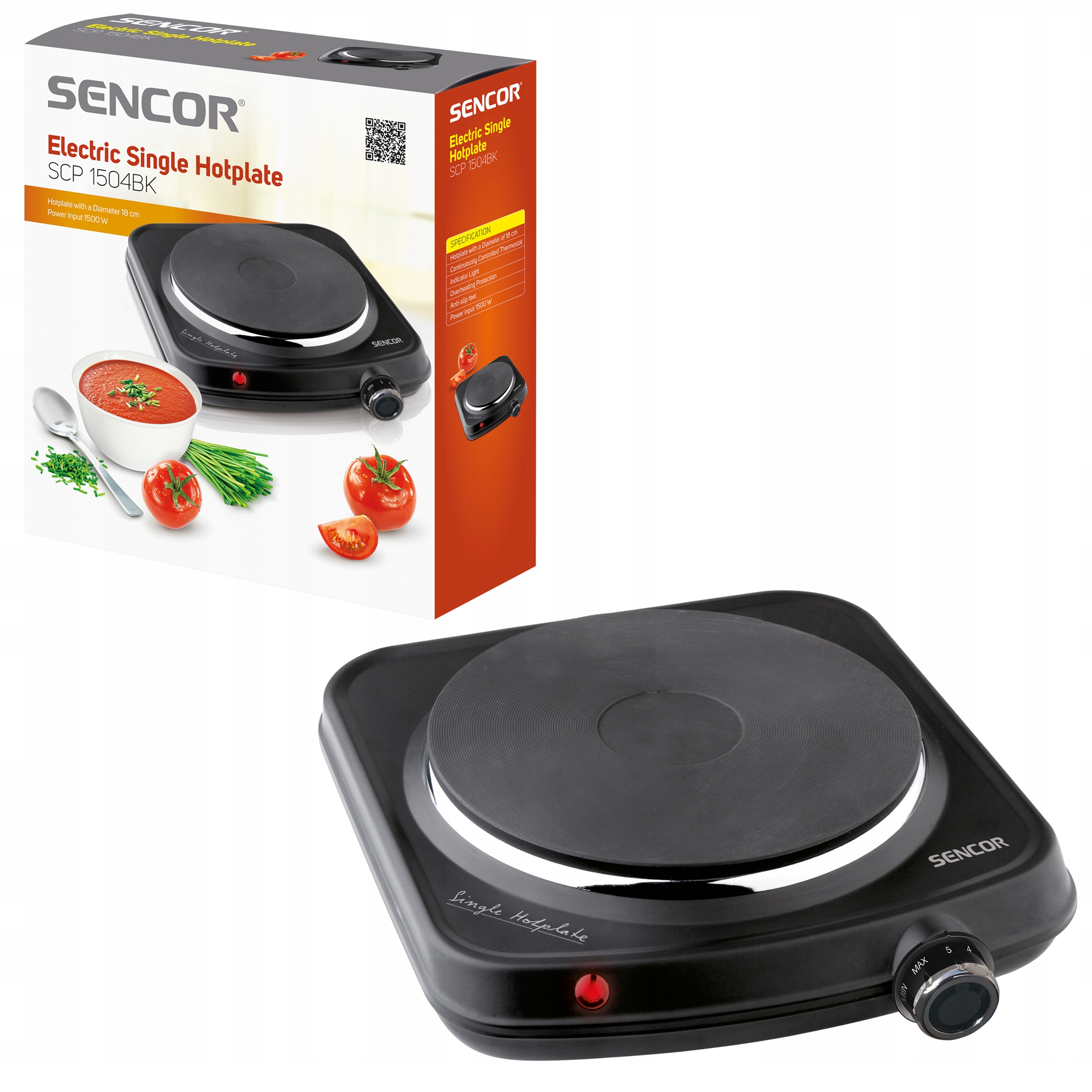 Kuchenka elektryczna przenośna turystyczna 1500W Sencor Scp 1504BK-EUE4