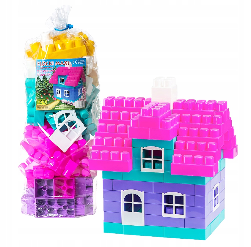 KLOCKI MAXI "TĘCZOWY DOMEK" 99 ELEM. 6079