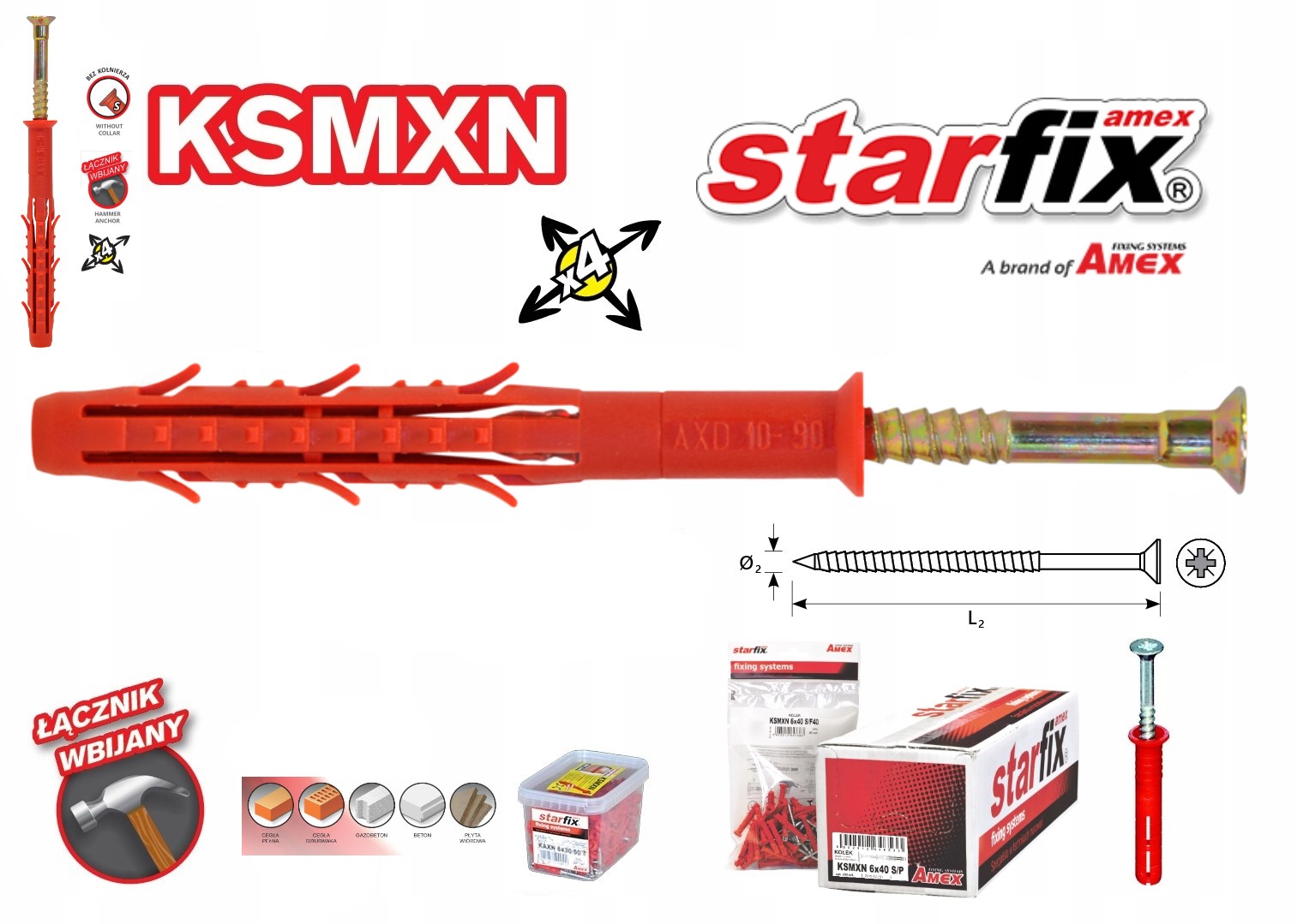 

Kołek Wbijany Starfix Ksmxn 6x60 S/t 10 sztuk.