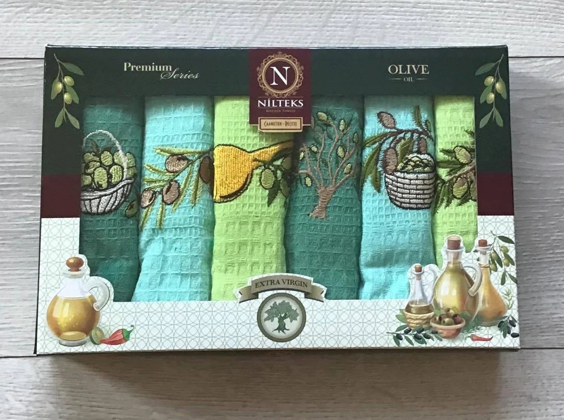 

Komplet Ścierek Kuchennych Haft 6szt. Oliwka