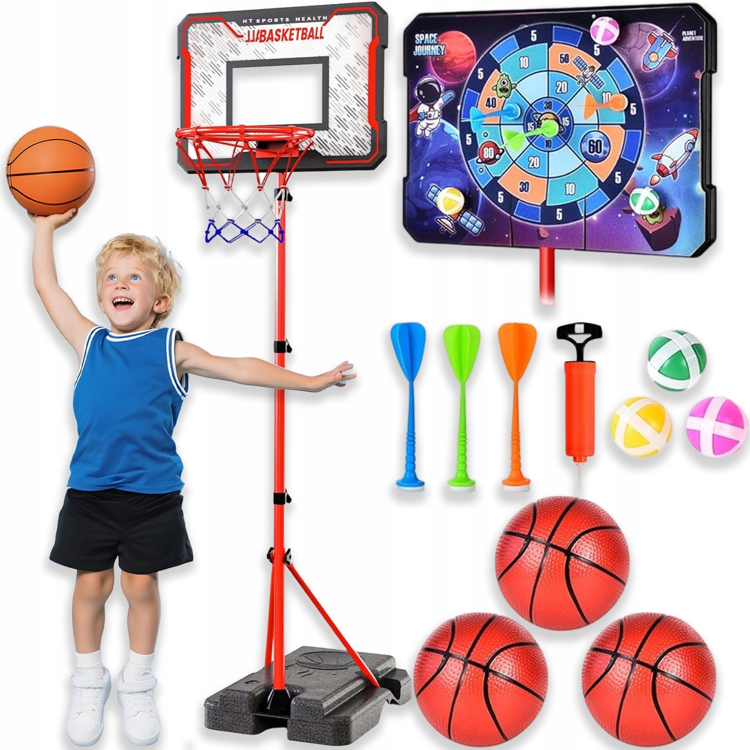 Basketbalový Koš Plně Nastavitelný Do 107-193 CM, Mobilní, Pevný
