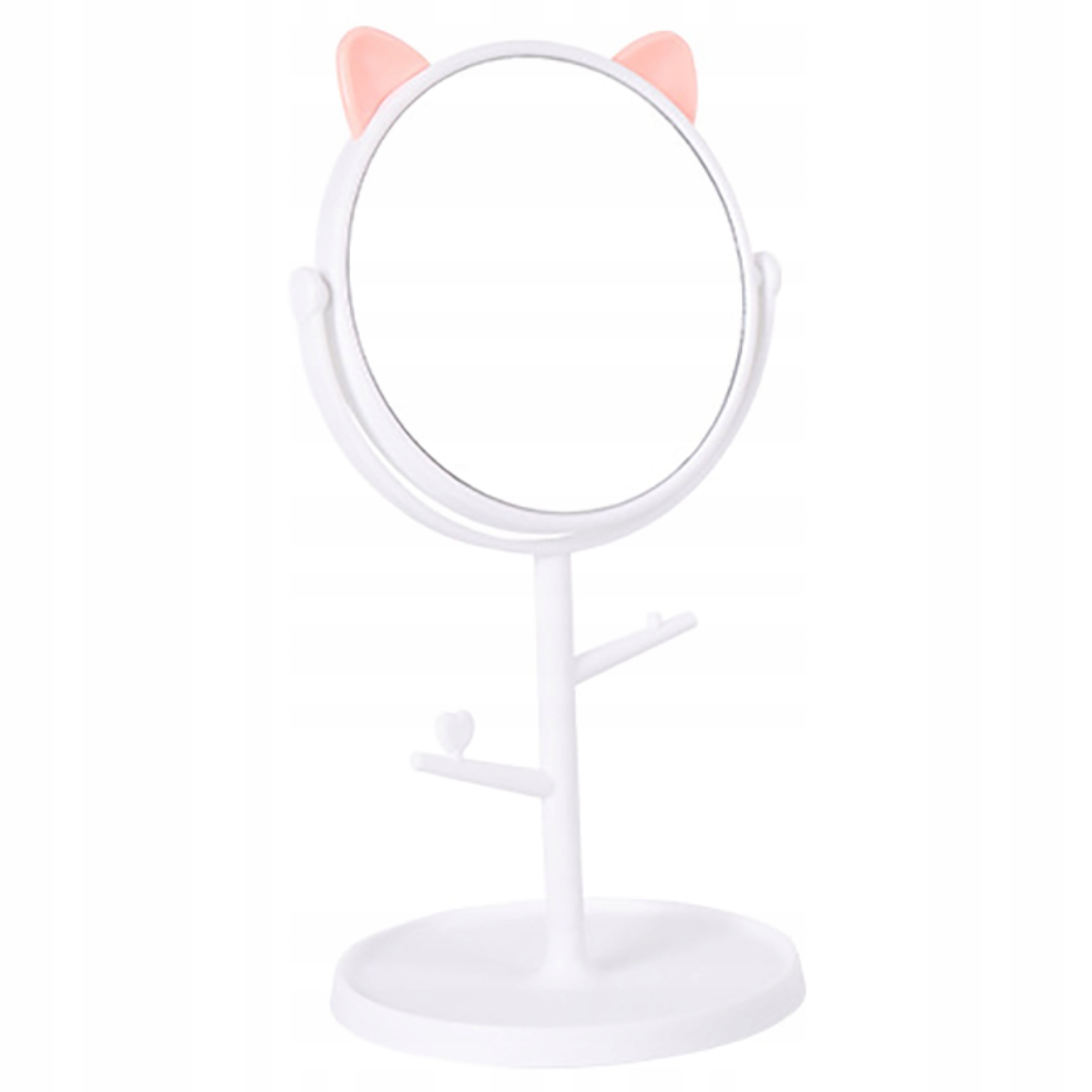 LUSTERKO STOJĄCE DO MAKIJAŻU BIAŁE KOT KOTEK USZKA