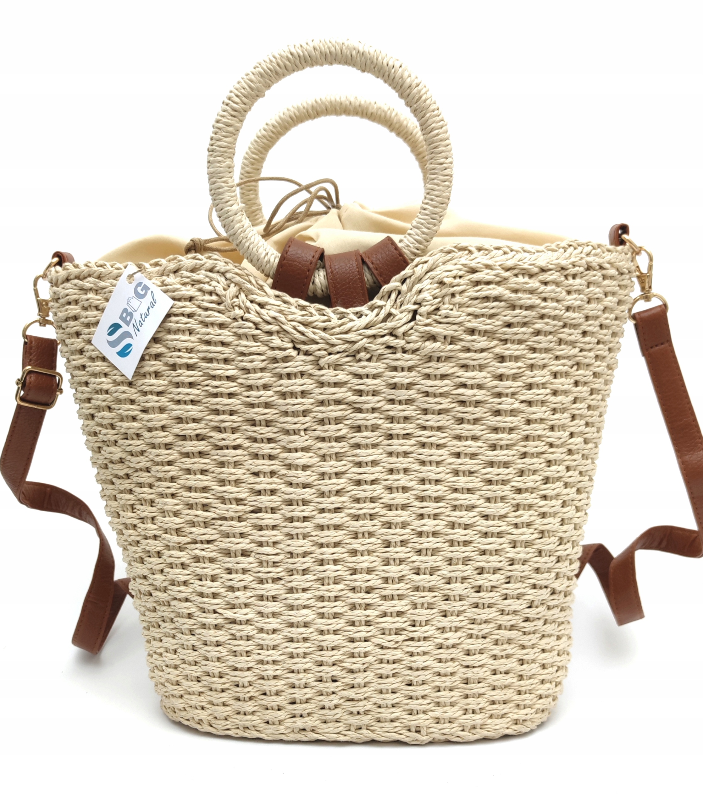 

Torebka koszyk z okrągłymi uchwytami