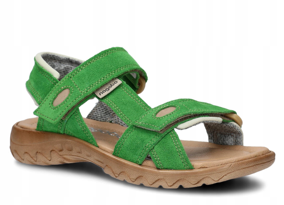 Dámské sandály Nagaba 168, zelený travnatý velur, kožené Velikost 37