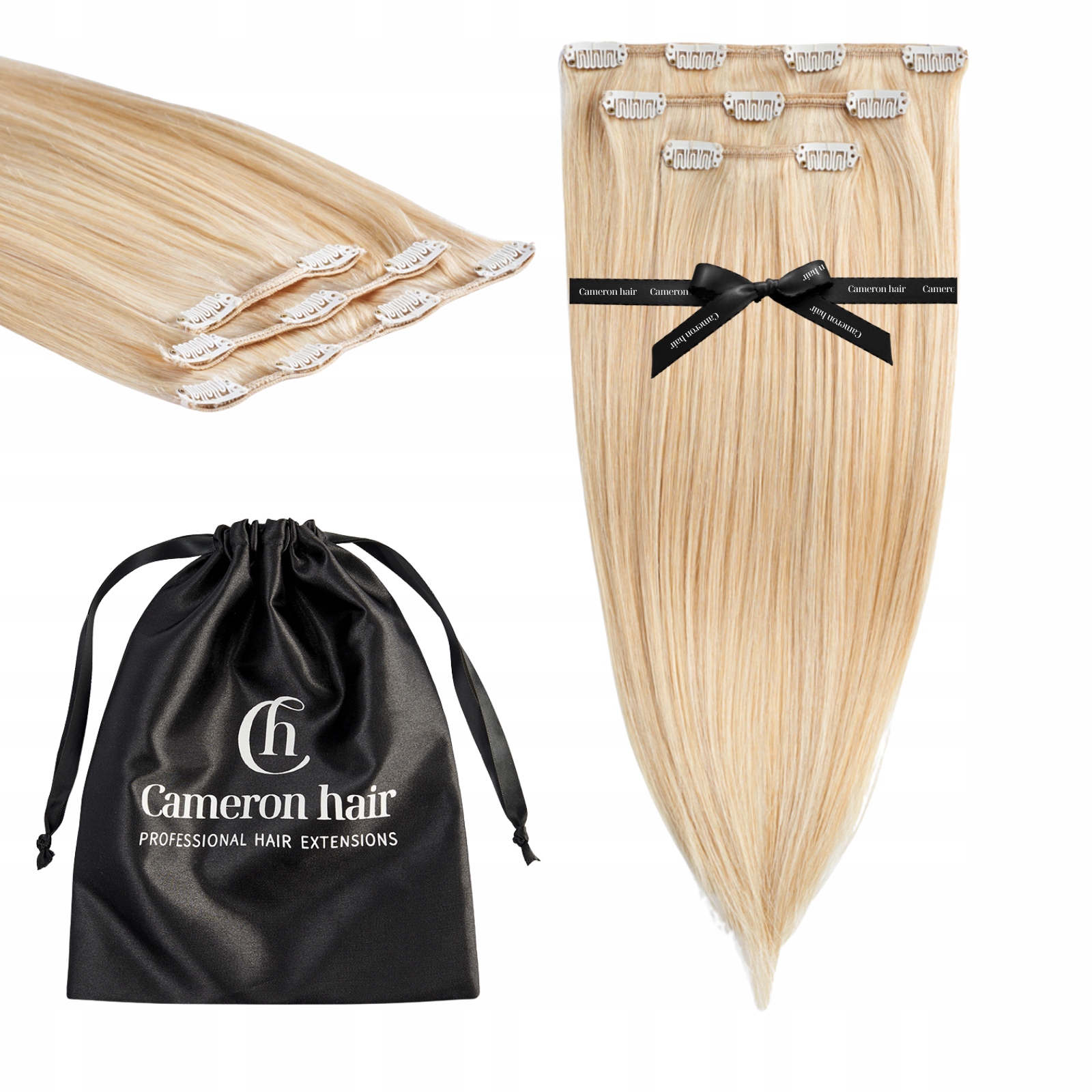 Přírodní vlasy Clip In 43 cm 3 pásky 60 gramů dopňky #24 Sluneční blond