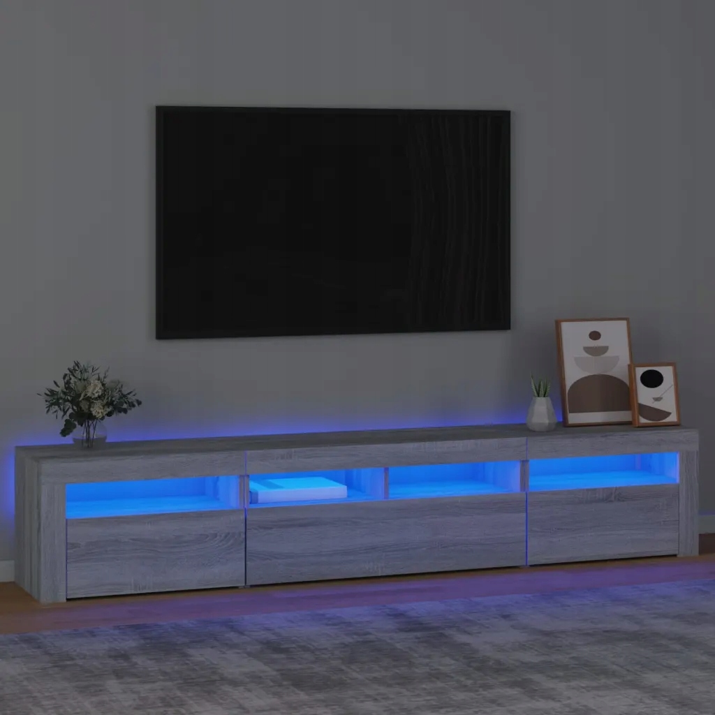Petrashop Tv skříňka s Led osvětlením šedá sonoma 210 x 35 x 40 cm Šedá 31