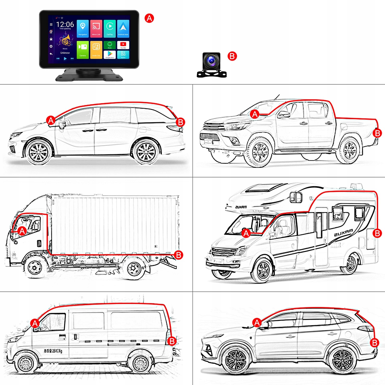 RADIO STACJA MULTIMEDIALNA ANDROID AUTO APPLE CARPLAY ANDROID 13 2/32GB GPS Model A3429POL